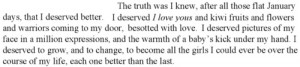 What you deserve. Sarah Dessen, Someone Like You. Loved this book