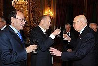 Da sinistra: Renato Schifani , Paolo Grossi e Giorgio Napolitano