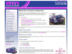 Screenshot - Owen's Removals Ltd website