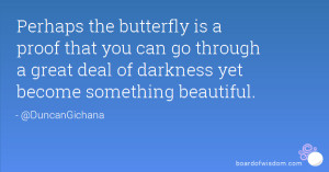 ... go through a great deal of darkness yet become something beautiful