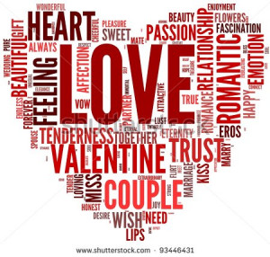 Valentines day and love concept in word tag cloud on white background