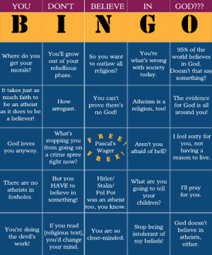 Atheist Bingo. Very Funny!
