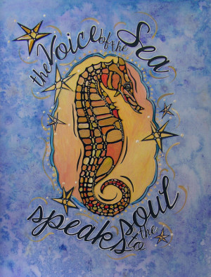 Blue Sea Seahorse Art Print - Sea Inspired Decor - Sea Creature Image ...