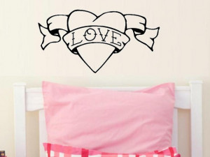 vinyl wall decal quote Tattoo heart with love