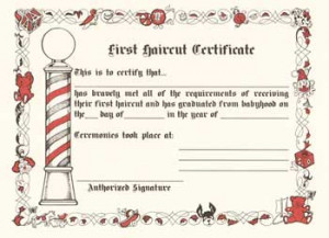 Free Printable First Haircut Certificate