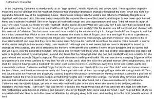 essay on Wuthering Heights: Catherine - Character Analysis