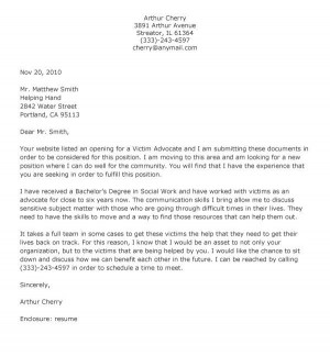 Victim Advocate Sample Cover letterCover Letters, Website, Samples ...