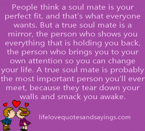 People think a soul mate is your perfect fit, and that’s what ...