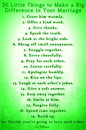 20 Little Things To Make A Big Difference in Your Marriage!