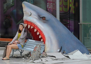 Fufufufuuuuu -- Shark Attack Park Bench