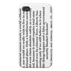 False Government Security Blanket Quote Ron Paul Cover For iPhone 4