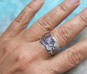 Silver Wings Ring, Inspirational Quote Jewelry, Hand Stamped Metal