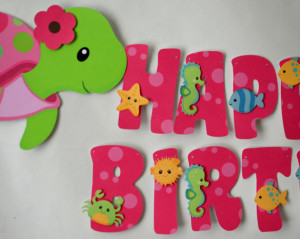 Girl Pink Ocean Sea TURTLE Baby Shower or First Birthday Party ...