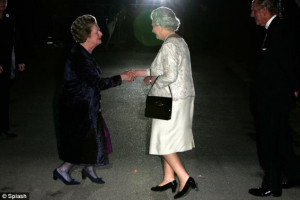 relationship? The Queen and Prince Philip arrive at Margaret Thatcher ...