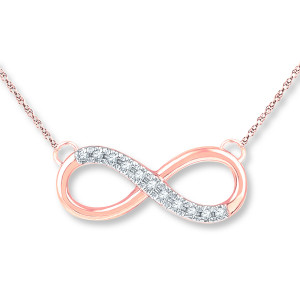 Email Infinity Diamond Necklace 1/20 ct tw Round-cut 10K Rose Gold