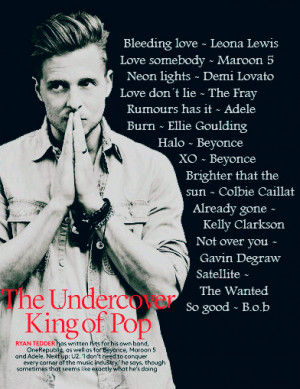 Songs you may know Ryan Tedder (Billboard’s “Undercover king of ...