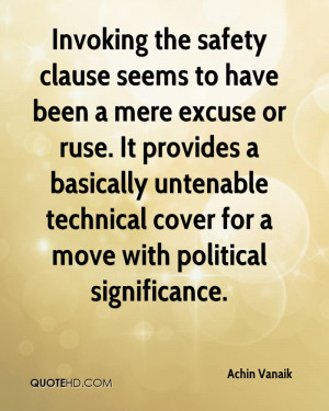 Invoking The Safety Clause Seems To Have Been A Mere Excuse Or Ruse ...