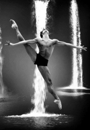 Big splash. Male dancer leap. Illustration reference.