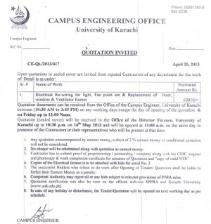 Quotation invited : Electrical re-wiring :: Notice
