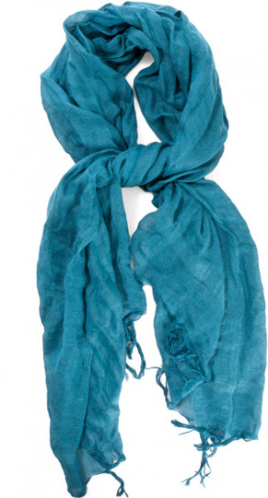 Love Quotes Linen Tassel Scarf in Blue (teal)