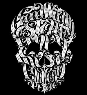 typographic skull of the 7 deadly sins...i envy the skills
