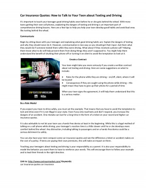 Car Insurance Quotes: How to Talk to Your Teen about Texting and ...