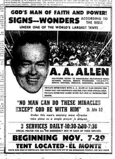 AA Allen fire baptiz, tent reviv, invad earth, god general