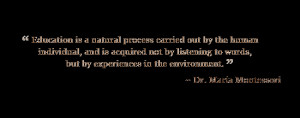 words but by experiences in the environment Dr Maria Montessori