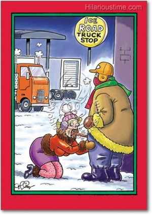 ice road cartoon christmas card