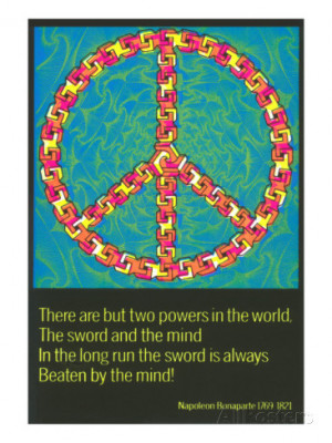Poster with Peace Symbol and Napoleon Quote Art Print