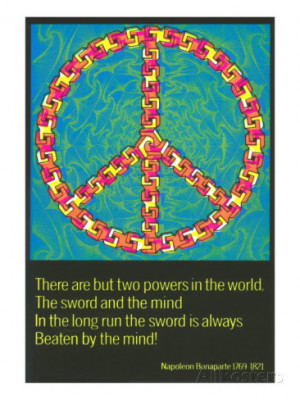 Poster with Peace Symbol and Napoleon Quote Art Print