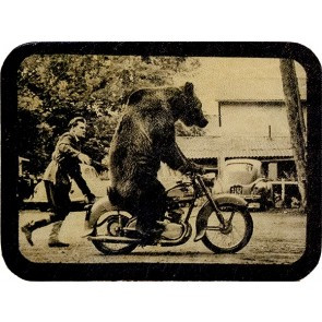 Bear On A Motorcycle Leather Patch, Animal Leather Patches