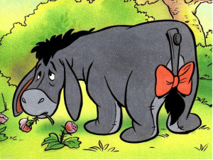 Eeyore's tail is attached via a nail.