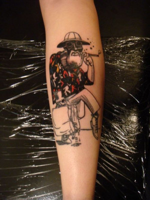 Ralph Steadman Painting Of Hunter S Thompson On My Leg Done By picture