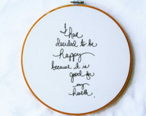 ... decided to be happy quote / cursive writing / wall decor / 8 inch hoop