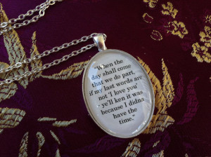 ... not I love you Book Quote Charm Oval Pendant Necklace Diana Gabaldon