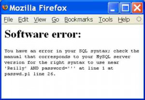 Error message due to unbalanced quotes
