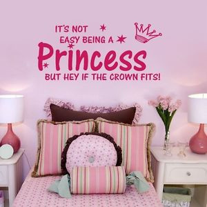 ITS-NOT-EASY-BEING-A-PRINCESS-Wall-Quote-Girls-Bedroom-Sticker-Home ...