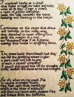 Daffodil Poem in Italian Rotunda Calligraphy