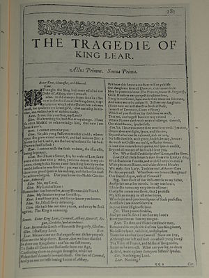 Facsimile of the first page of King Lear from the First Folio ...