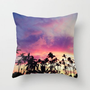 1980's sunset and quote Throw Pillow by Goldfish Kiss - $20.00