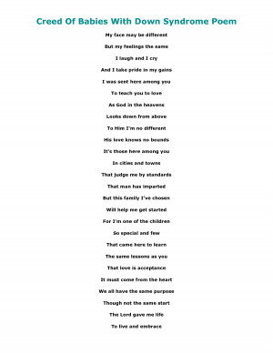 down syndrome quotes and poems