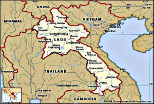 Lao Map Southeast Asia