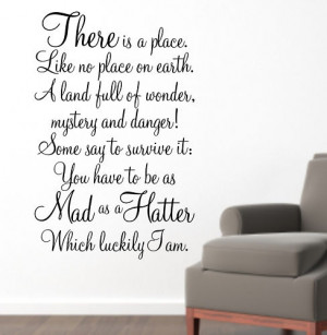 Alice in Wonderland Wall Quote MAD AS A HATTER WA087
