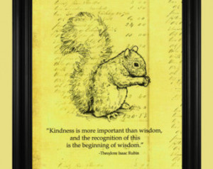 ... Illustration, Woodland Animal Art Print with Kindness Quote - 8 x 10