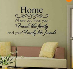 Black Friendship Friends like Family Quote Words Wall Stickers ...