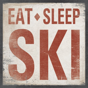 EAT SLEEP SKI Cafe Mount Wood Sign 16 x 16 by AlpineGraphics, $59.00