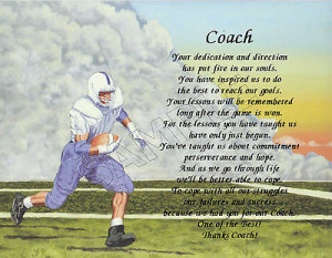 TO OUR FOOTBALL COACH PERSONALIZED PRINT POEM END OF THE YEAR ...