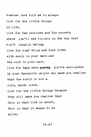 Live for the little things in life…