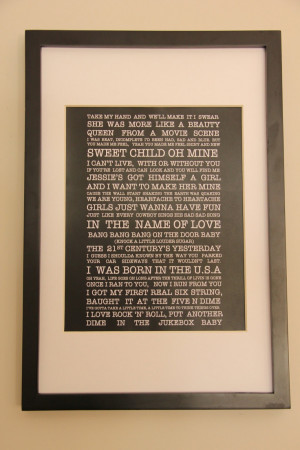 A3 80's Songs Quote Print.
